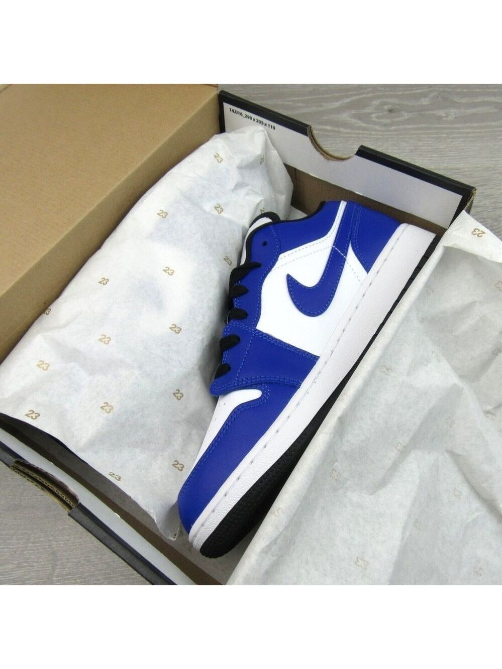 Air Jordan 1 Low GS Size 7Y White Hyper Royal Black Shoes NEW - Picture 12 of 14
